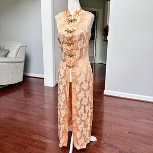 Vintage Y2K 2000s Cache Rose Satin Super High Slit Sexy Night Out Dress Top